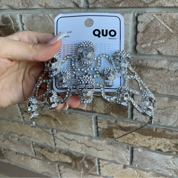 QUO Skull Crystal Silver Headband Hair Accessories BRAND NEW Adult One Size - Picture 7 of 16